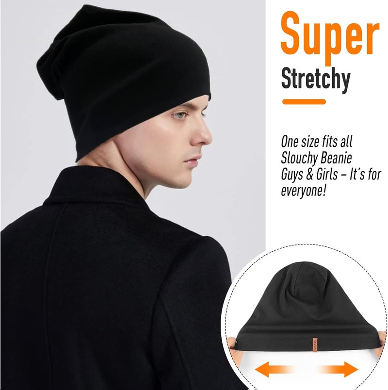 HAMUNI Slouchy Beanie for Women Cotton Beanies Hats Men Lightweight Soft Chemo Headwear Warm Skull Cap for All Seasons - Image 3